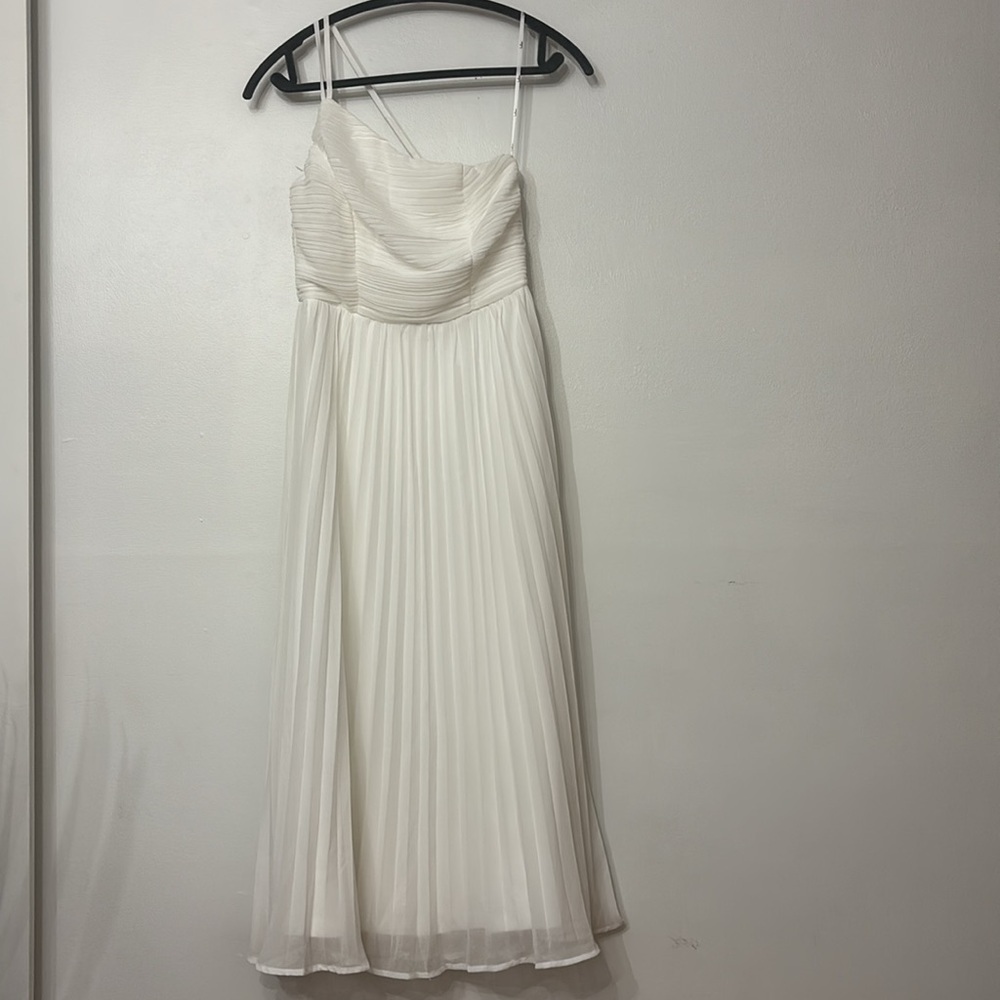 NWOT Lulus Wondrous Muse White Pleated One-Shoulder Plisse Midi Dress - Picture 6 of 10